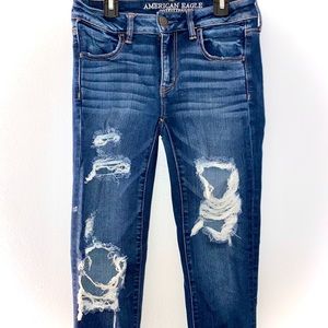 ripped dark washed jeans from american eagle